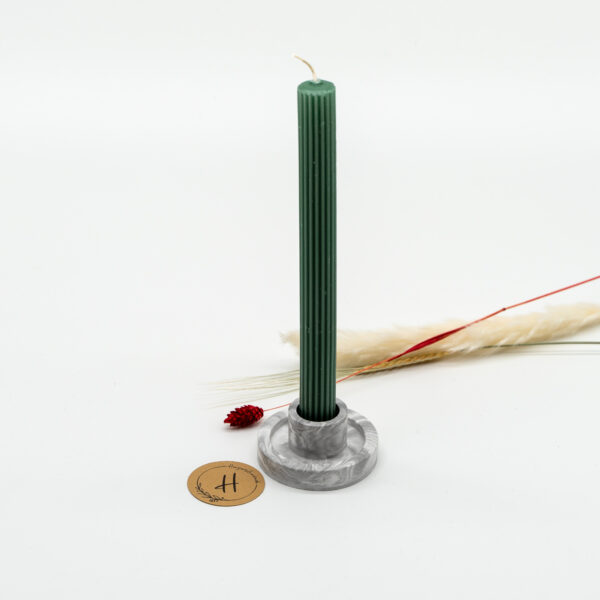 Flacher Kerzenständer mit Auffang, marmoriert