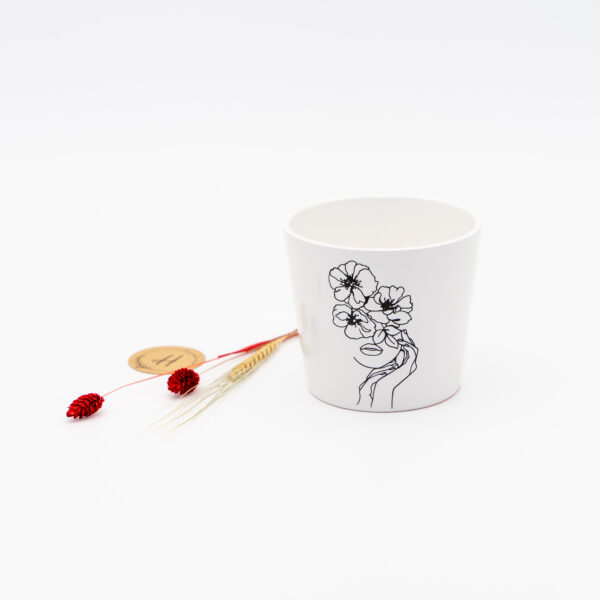 Design-Übertopf "Frau mit Blumen" ⌀9 cm