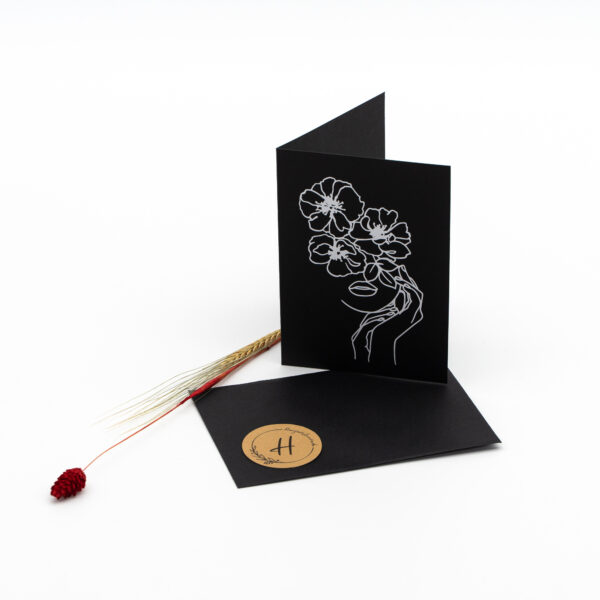 Design-Grußkarte "Frau mit Blumen 3"